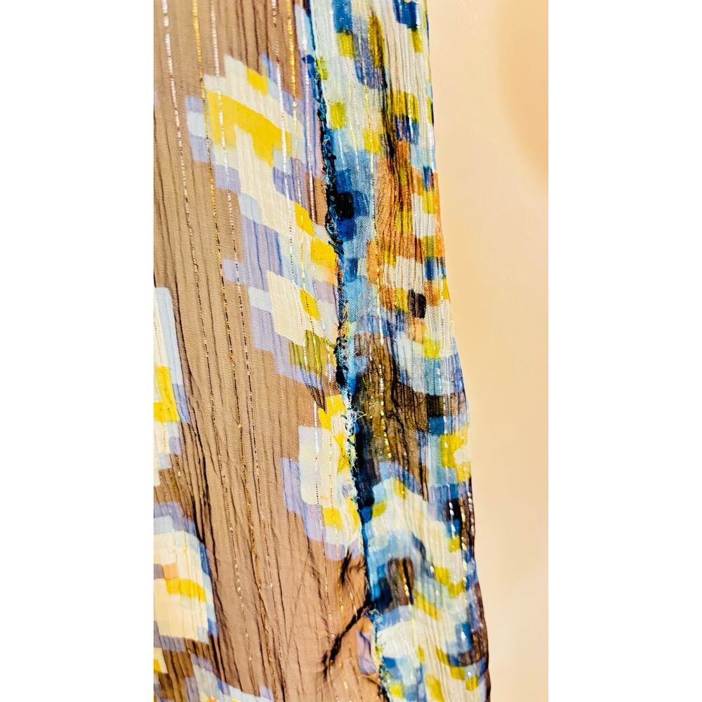 Free People Fleur De Lis blue sheer floral cardigan Kimono style duster sz Small - Picture 8 of 10